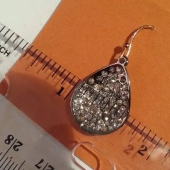 Alexis Bittar Swarovski Crystal Teardrop Gunmetal Gray Dangle Earrings